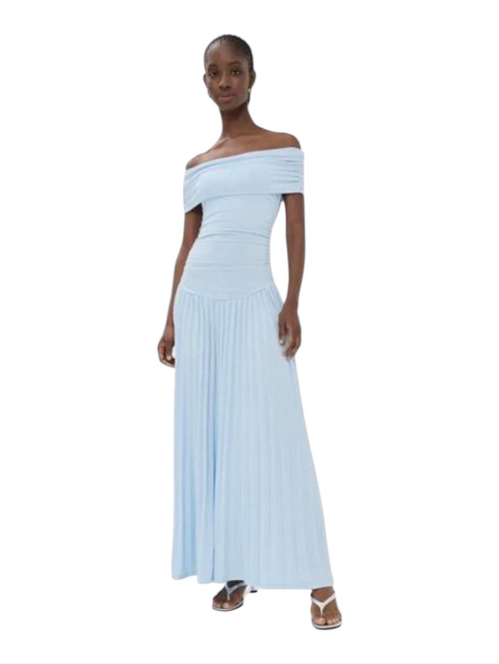 Lioness Field Of Dreams Maxi Dress Light Blue Off Shoulder Size Small